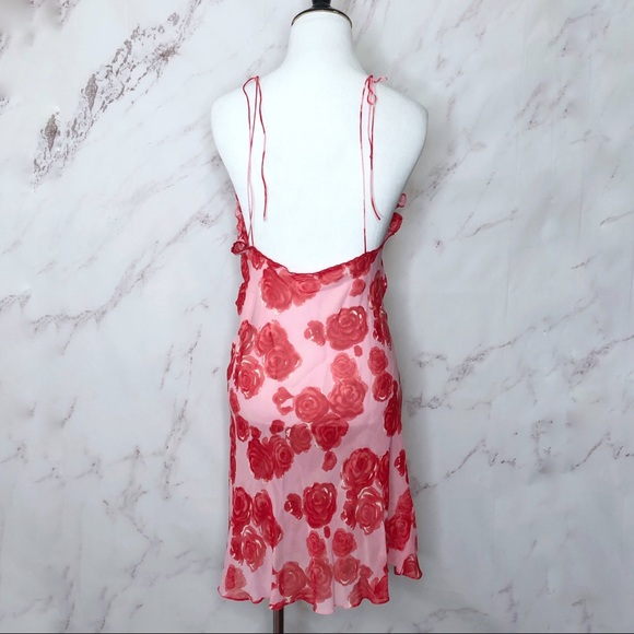 NWT Frances Smily Silk Pink and Red Roses Chemise - Picture 2 of 6